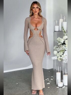 nadia maxi dress - gold sparkle Nadia Maxi Satin Dress With Back Cowl - Gold
